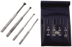 TESA Brown & Sharpe - 1/8 to 1/2 Inch Measurement, Small Hole Gage Set - Half Ball, Satin Chrome Coated, Includes Pouch - Exact Tooling