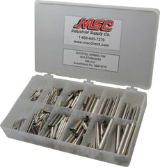 Made in USA - 500 Piece, 1/16 to 7/16" Pin Diam, Spring Pin Assortment - 18-8 Stainless Steel - Exact Tooling