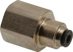 Legris - 1/8" Outside Diam, 1/4 NPT, Nickel Plated Brass Push-to-Connect Tube Female Connector - 290 Max psi - Exact Tooling