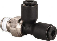 Legris - 1/2" OD, 1/4 NPT, Nylon/Nickel Plated Brass Push-to-Connect Male Run Tee - 290 Max psi - Exact Tooling