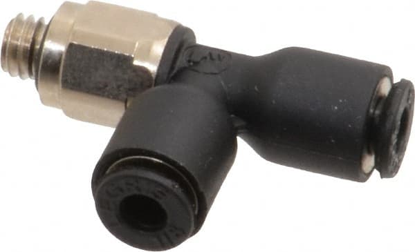 Legris - 1/8" OD, NPT, Nylon/Nickel Plated Brass Push-to-Connect Male Run Tee - 290 Max psi - Exact Tooling