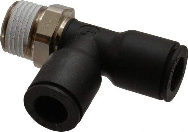 Legris - 1/2" OD, NPT, Nylon/Nickel Plated Brass Push-to-Connect Male Run Tee - 290 Max psi - Exact Tooling