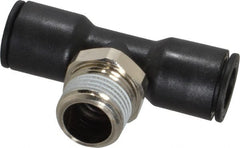 Legris - 1/2" OD, 1/2 NPT, Nylon/Nickel Plated Brass Push-to-Connect Male Branch Tee - 290 Max psi - Exact Tooling