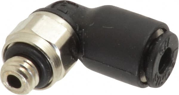 Legris - 1/8" OD, 10-32 UNF, Nylon/Nickel Plated Brass Push-to-Connect Male Elbow - 290 Max psi - Exact Tooling