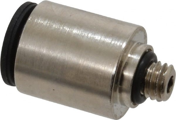 Legris - 1/4" Outside Diam, 10-32 UNF, Nickel Plated Brass Push-to-Connect Tube Male Connector - 290 Max psi - Exact Tooling
