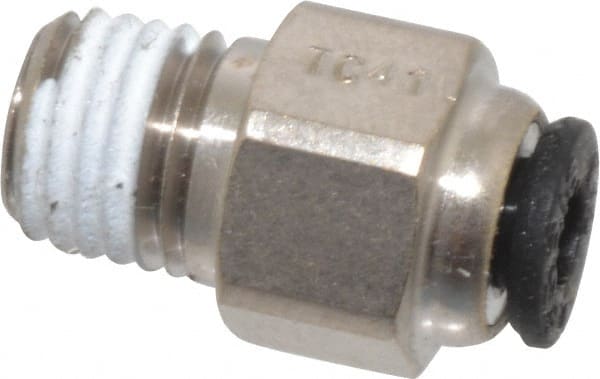 Legris - 1/8" Outside Diam, 1/16 NPT, Nickel Plated Brass Push-to-Connect Tube Male Connector - 290 Max psi - Exact Tooling