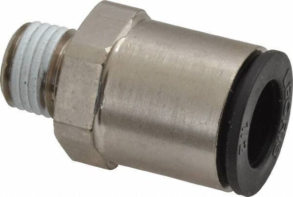 Legris - 1/2" Outside Diam, 1/4 NPT, Nickel Plated Brass Push-to-Connect Tube Male Connector - 290 Max psi - Exact Tooling