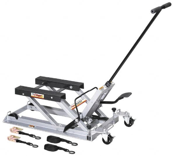 OTC - 1,500 Lb Motorcycle Lift - 4 Locking Positions, 3-1/2 to 16-3/4" High, 17-1/4" Skid Length x 3-1/8 Skid Width - Exact Tooling
