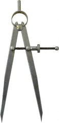 Value Collection - 6 Inch Leg, Spring Joint, Steel, Polished, Divider - 6 Inch Max Measurement, 150mm Max Measurement, Flat Leg with Quick Nut Adjustment - Exact Tooling
