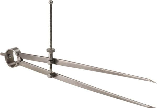 Value Collection - 12 Inch Leg, Spring Joint, Steel, Polished, Divider - 12 Inch Max Measurement, 300mm Max Measurement, Flat Leg with Quick Nut Adjustment - Exact Tooling