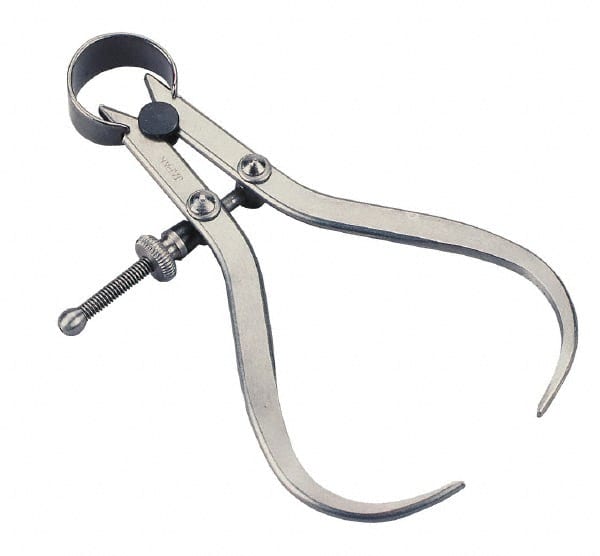 Value Collection - 6 Inch Leg, Spring Joint, Steel, Polished, Outside Caliper - 6 Inch Max Measurement, 150mm Max Measurement, Flat Leg with Quick Nut Adjustment - Exact Tooling