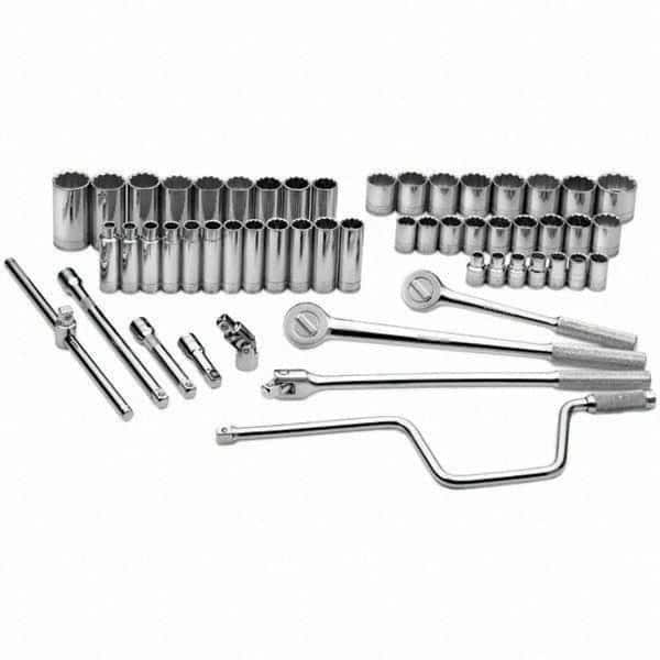 SK - 1/2" Drive Standard Deep Socket Set - 10 to 36mm, Metric Measurement Standard - Exact Tooling