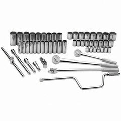 SK - 1/2" Drive Standard Deep Socket Set - 10 to 36mm, Metric Measurement Standard - Exact Tooling