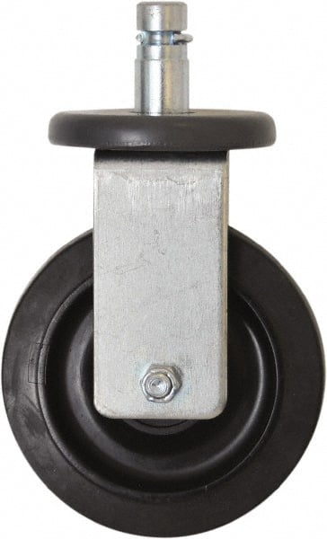 Eagle MHC - 5" Diam x 1-1/4" Wide x 8-1/4" OAH Stem Mount Rigid Caster - Rubber, 300 Lb Capacity, Plain Bearing, 1" Round Stem - Exact Tooling