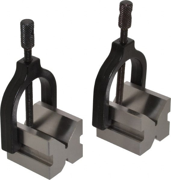 Value Collection - 14.29 to 1" Capacity, 90° Angle, Tool Steel V-Block - 1-3/4" Long x 1-19/32" Wide x 1-7/16" High, Sold as 2 Block Set - Exact Tooling