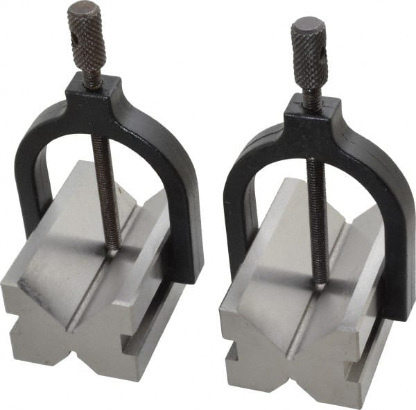 Value Collection - 17.46 to 1-1/2" Capacity, 90° Angle, Tool Steel V-Block - 2-3/4" Long x 1-3/4" Wide x 1-7/16" High, Sold as 2 Block Set - Exact Tooling