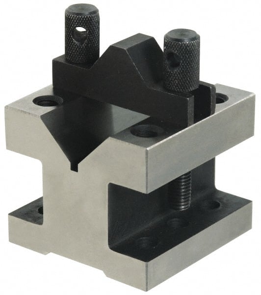 Value Collection - 2-9/16" Max Capacity, 90° Angle, Hardened Steel V-Block - 4-1/8" Long x 4-1/8" Wide x 3-1/16" High, Sold as Individual - Exact Tooling