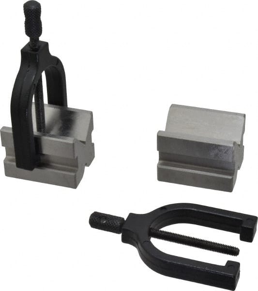 Value Collection - 1/2 to 1-3/32" Capacity, 90° Angle, Tool Steel V-Block - 2" Long x 1-1/2" Wide x 1-1/2" High, Sold as 2 Block Set - Exact Tooling