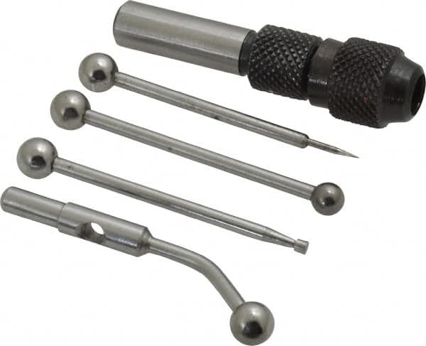 Value Collection - Single End, Center Finder Set Mechanical - 0.1 Inch Head Diameter, Ball, Conical, Disc Head Type, Includes 4 Attachments, Case, Holder, 4 Pieces - Exact Tooling