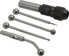 Value Collection - Single End, Center Finder Set Mechanical - 0.1 Inch Head Diameter, Ball, Conical, Disc Head Type, Includes 4 Attachments, Case, Holder, 4 Pieces - Exact Tooling