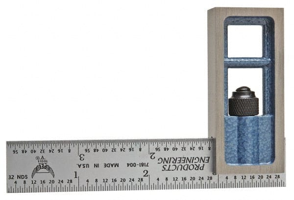 PEC Tools - 4 Inch Long, 4R Double Square - 1/64, 1/32, 1/16 and 1/8 Inch Graduation, Hardened Steel - Exact Tooling