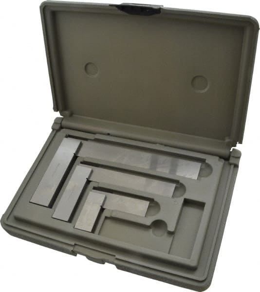 TESA Brown & Sharpe - 3 Piece, 1-1/2, 3, 4 Inch Base Length, 2, 4, 6 Inch Blade Length, Square Set - Accuracy Up to 0.0006 Inches, Steel, Includes Case - Exact Tooling
