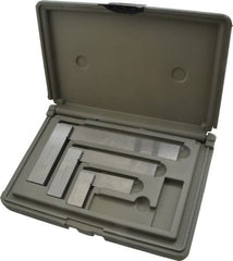 TESA Brown & Sharpe - 3 Piece, 1-1/2, 3, 4 Inch Base Length, 2, 4, 6 Inch Blade Length, Square Set - Accuracy Up to 0.0006 Inches, Steel, Includes Case - Exact Tooling