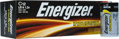 Energizer - Size C, Alkaline, 12 Pack, Standard Battery - 1.5 Volts, Button Tab Terminal, LR14, ANSI, IEC Regulated - Exact Tooling