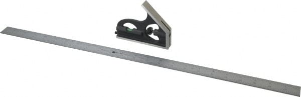 TESA Brown & Sharpe - 2 Piece, 24" Combination Square Set - 1/16, 1/32, 1/64 & 1/8" (4R) Graduation, Hardened Steel Blade, Hardened Steel Square Head - Exact Tooling