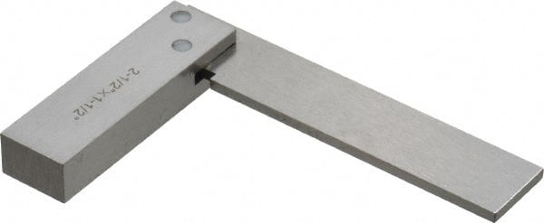 Value Collection - 2-1/2" Blade Length, 1-1/2" Base Length Steel Square - 0.0003" Accuracy, Beveled Edge - Exact Tooling