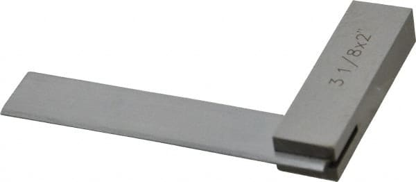 Value Collection - 3-1/8" Blade Length, 2" Base Length Steel Square - 0.0003" Accuracy, Beveled Edge - Exact Tooling