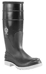 Dunlop Protective Footwear - Men's Size 14 Medium Width Steel Knee Boot - Black, Polyurethane, PVC Upper, 16" High, Puncture Resistant, Non-Slip - Exact Tooling