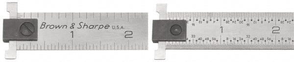 TESA Brown & Sharpe - 6" Long, 1/64, 1/32, 1/16, 1/8" Graduation, Steel Rule - 4R Graduation Style, 3/4" Wide, Silver, Satin Chrome Finish - Exact Tooling