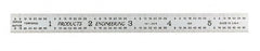 PEC Tools - 6" Long, 1/100, 1/64, 1/50, 1/32" Graduation, Flexible Steel Rule - 16R Graduation Style, 1/2" Wide, Silver, Satin Chrome Finish - Exact Tooling
