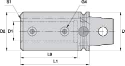 Kennametal - 12mm Bore Diam, 40mm Body Diam x 60mm Body Length, Boring Bar Holder & Adapter - 52mm Bore Depth, Internal & External Coolant - Exact Tooling