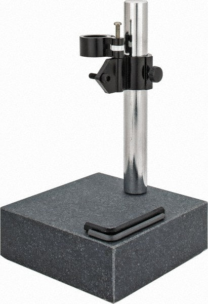 Value Collection - Granite, Rectangular Base, Comparator Gage Stand - 10" High, 6" Base Length x 6" Base Width x 2" Base Height - Exact Tooling