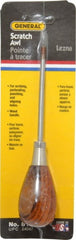 General - 6-1/2" OAL Steel Scratch Awl - Hardwood Handle - Exact Tooling