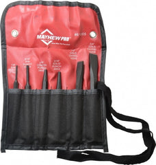 Mayhew - 6 Piece Punch & Chisel Set - 1/2 to 5/8" Chisel, 3/16 to 3/8" Punch, Round Shank - Exact Tooling