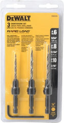 DeWALT - 3 Piece, 0.13 to 0.19" Head Diam, 77 to 83° Included Angle, Single End Countersink Set - Exact Tooling