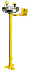 Bradley - Pedestal Mount, Plastic Bowl, Eye & Face Wash Station - 1/2" Inlet, 30 to 90 psi Flow, 3 GPM Flow Rate - Exact Tooling