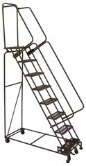 Ballymore - 103" 7 Step Ladder - Lock Step Rolling Safety Ladder, 450 Lb Capacity, 70" Platform Height, 30" Base Width x 55" Base Depth, Grip Strut - Exact Tooling