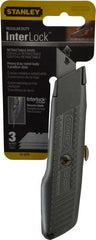 Stanley - Retractable Utility Knife - Enamel (Color) Zinc Handle, 3 Blades Included - Exact Tooling