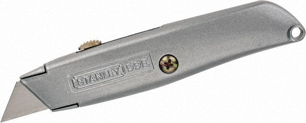 Stanley - Retractable Utility Knife - 2-7/16" Blade, Die Cast Aluminum (Color) Aluminum Handle, 3 Blades Included - Exact Tooling
