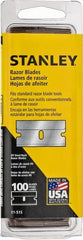 Stanley - 100 Piece Steel Single Edge Blade - 1-1/2" OAL, 0.009" Blade Thickness - Exact Tooling