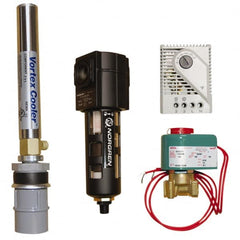 Vortec - 400 BTU per Hour, Vortex Enclosure Cooler with Thermostat - 1/8 NPT Thread, 8 Cubic Ft. per min - Exact Tooling