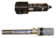 Vortec - 400 BTU per Hour, Vortex Enclosure Cooler without Thermostat - 1/8 NPT Thread, 8 Cubic Ft. per min - Exact Tooling