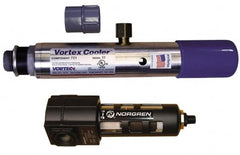 Vortec - 900 BTU per Hour, Vortex Enclosure Cooler without Thermostat - 3/8 Inch Diameter, 1/4 NPT Thread, 15 Cubic Ft. per min - Exact Tooling