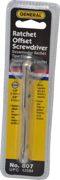 General - Ratcheting Offset Standard Slotted Screwdriver - 3-7/8" OAL - Exact Tooling