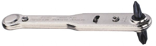 General - #1, #2 Phillips Point, Ratcheting Offset Phillips Screwdriver - 3-7/8" OAL - Exact Tooling