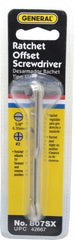 General - 1/4" Slotted Blade, #2 Phillips Point, Ratcheting Offset Slotted & Phillips Screwdriver Set - 3-7/8" OAL - Exact Tooling